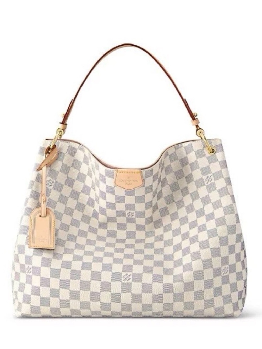 Louis Vuitton LV N42233 Graceful MM Damier Azur Canvas Hobo Bag Purse DAMAGED